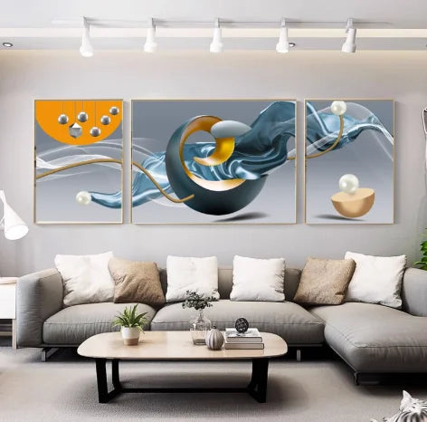 HD 3-Pair Crystal Porcelain Painting Living Room Hanging Picture Printing Wall Art Works Still Life Print on Canvas