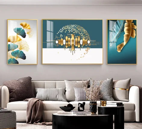 HD 3-Pair Crystal Porcelain Painting Living Room Hanging Picture Printing Wall Art Works Still Life Print on Canvas