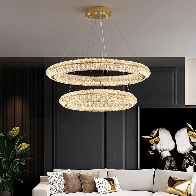 Nordic Modern Style Stainless Steel Crystal Chandelier Light Luxury for Living Room Restaurant Bedroom Hotel