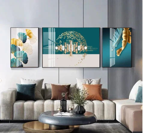 HD 3-Pair Crystal Porcelain Painting Living Room Hanging Picture Printing Wall Art Works Still Life Print on Canvas