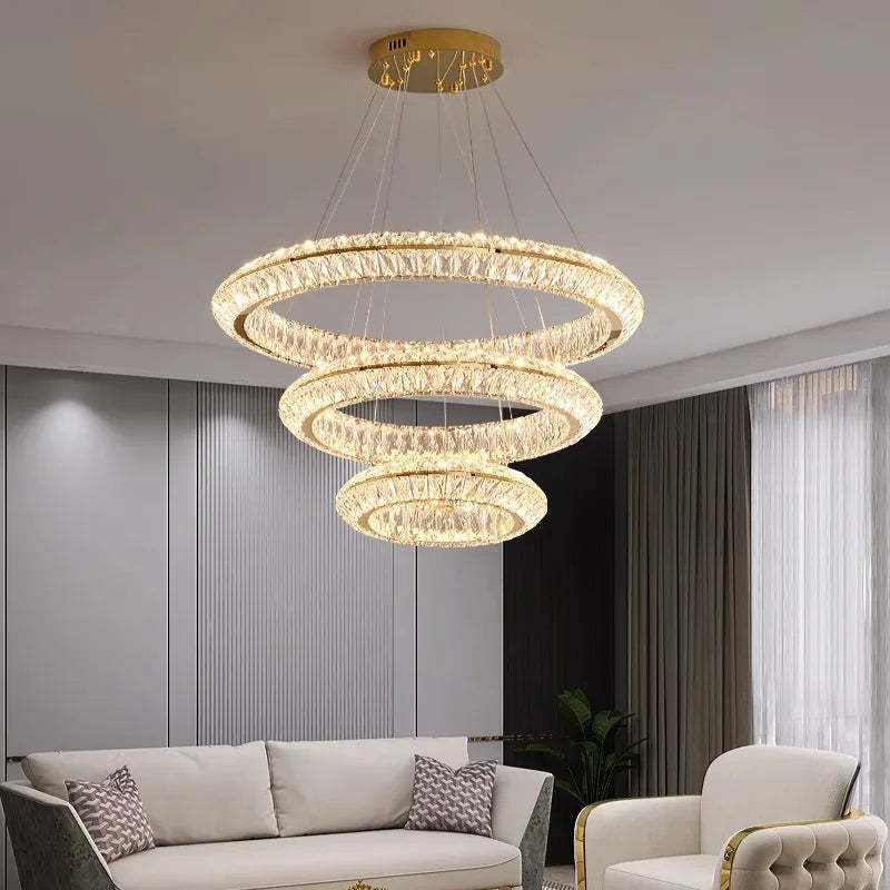 Nordic Modern Style Stainless Steel Crystal Chandelier Light Luxury for Living Room Restaurant Bedroom Hotel