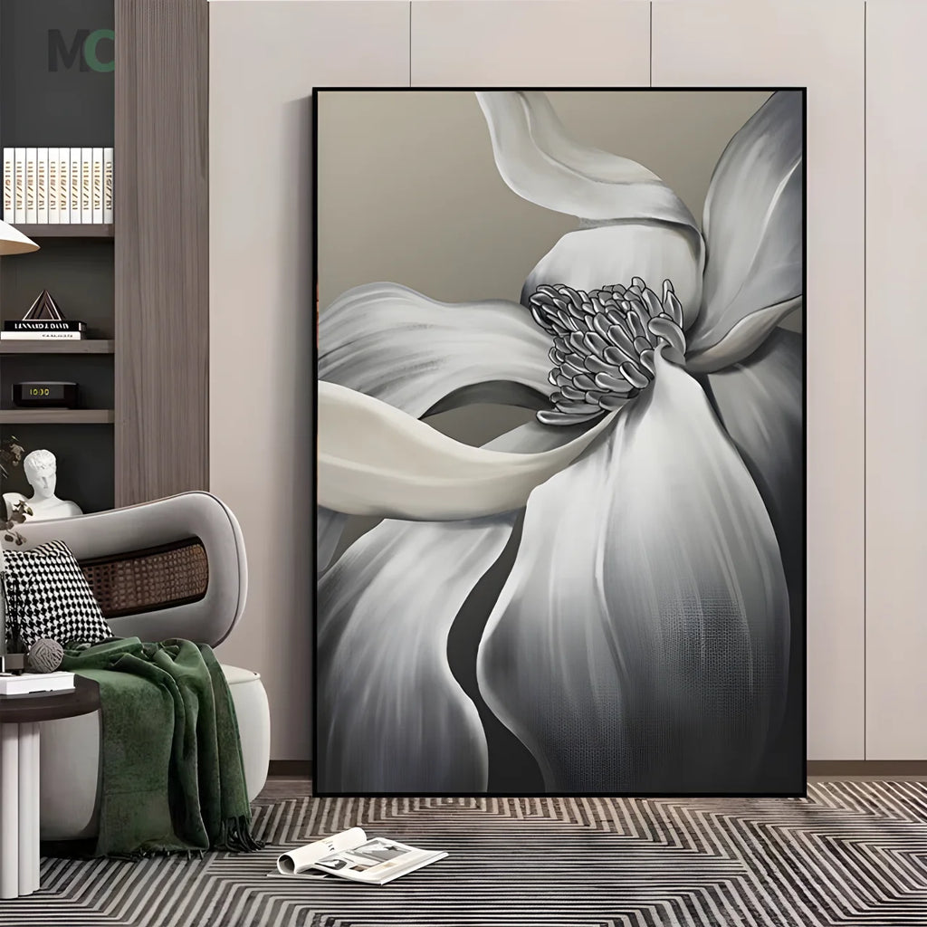 Black and White Flowers PS Canvas Decorative Painting Living Room Sofa Background Wall Large Crystal Porcelain Painting