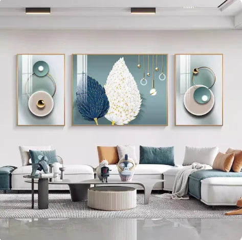 HD 3-Pair Crystal Porcelain Painting Living Room Hanging Picture Printing Wall Art Works Still Life Print on Canvas