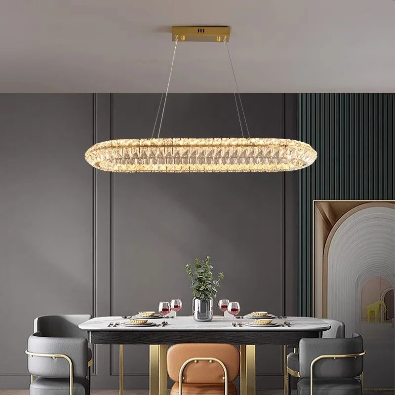 Nordic Modern Style Stainless Steel Crystal Chandelier Light Luxury for Living Room Restaurant Bedroom Hotel