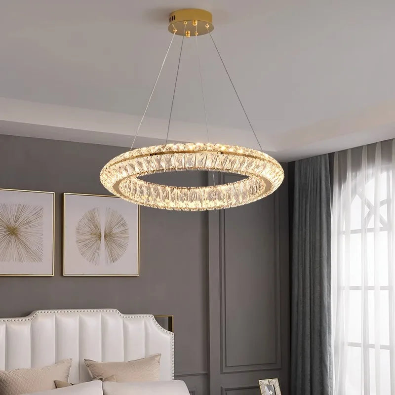 Nordic Modern Style Stainless Steel Crystal Chandelier Light Luxury for Living Room Restaurant Bedroom Hotel