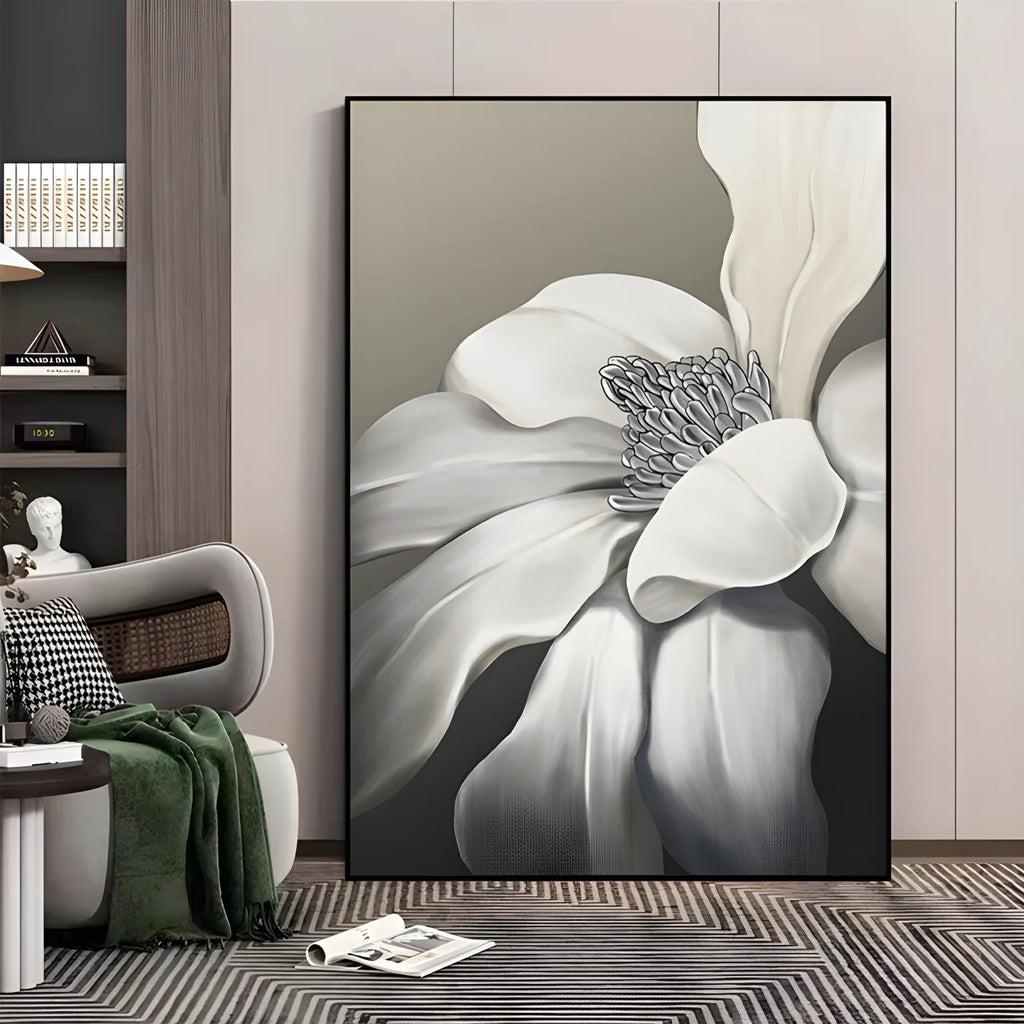 Black and White Flowers PS Canvas Decorative Painting Living Room Sofa Background Wall Large Crystal Porcelain Painting