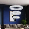Custom 47W Villa Hotel 3 Rings LED Lighting Round Ring Modern Crystal Chandelier Illumination