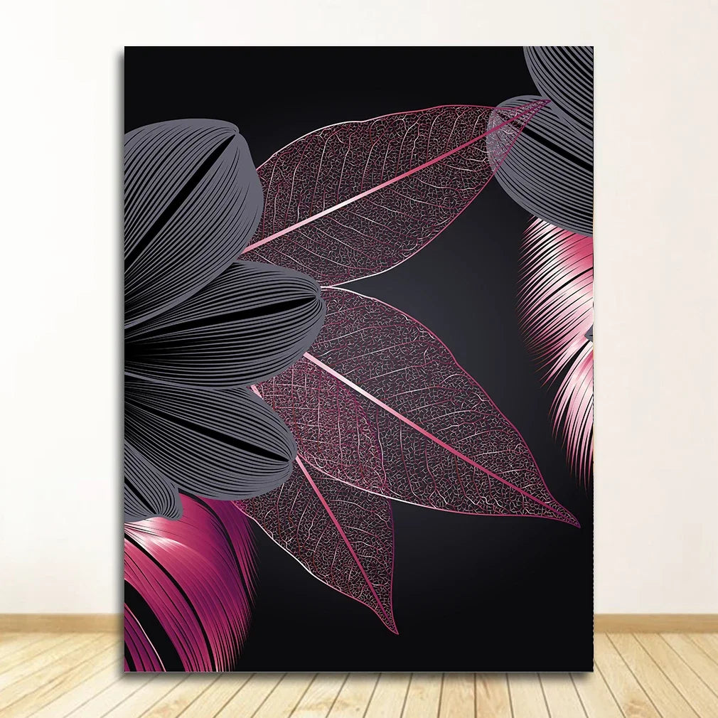Art Painting Nordic Living Room Decoration Picture Black Golden Plant Leaf Canvas Poster Print Modern Home Decor Abstract Wall