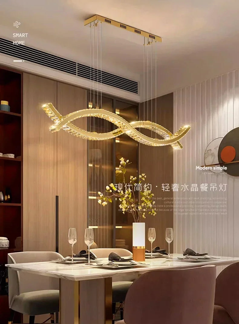 Modern home decoration salon lamps for living room smart crystal Pendant lights dining room indoor lighting