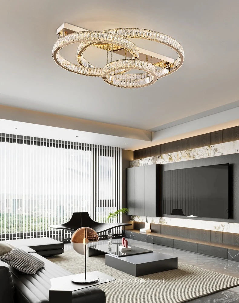 Light Luxury Led Crystal Ceiling Light For Home Decoration Living Room Bedroom Dining Room Kitchen Crystal Lighting Fixtures