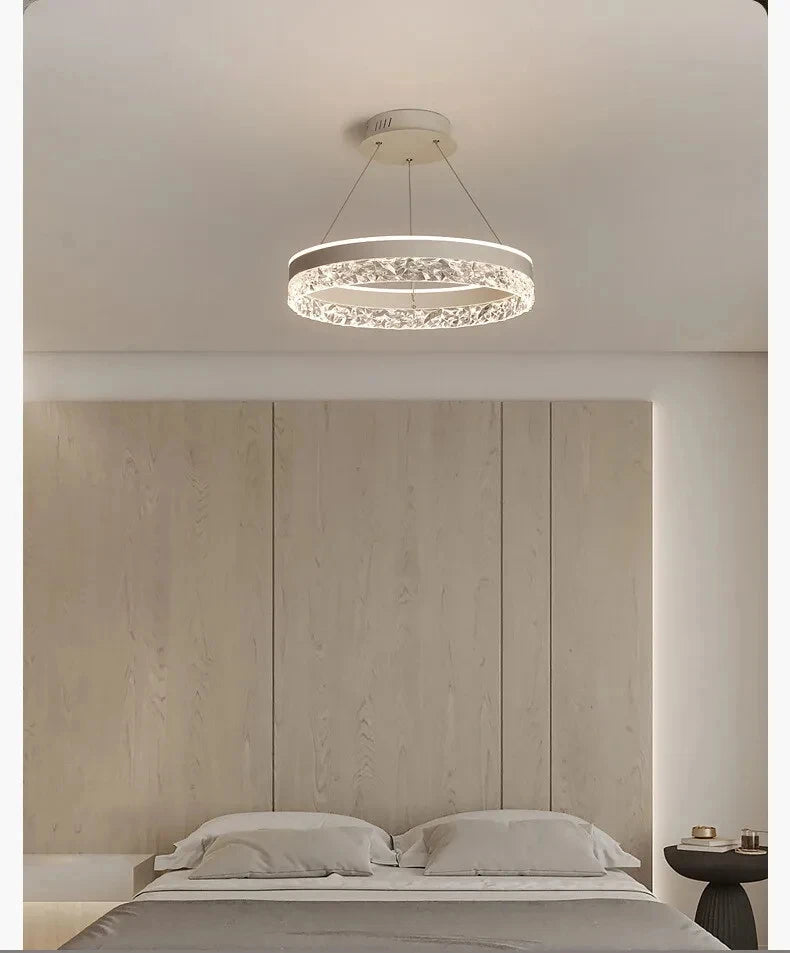 Modern LED Chandelier 1 Ring Pendant Lighting for Kitchen Island 50W Dimmable LED Pendant Ceiling Light Hanging Lamp with Remote