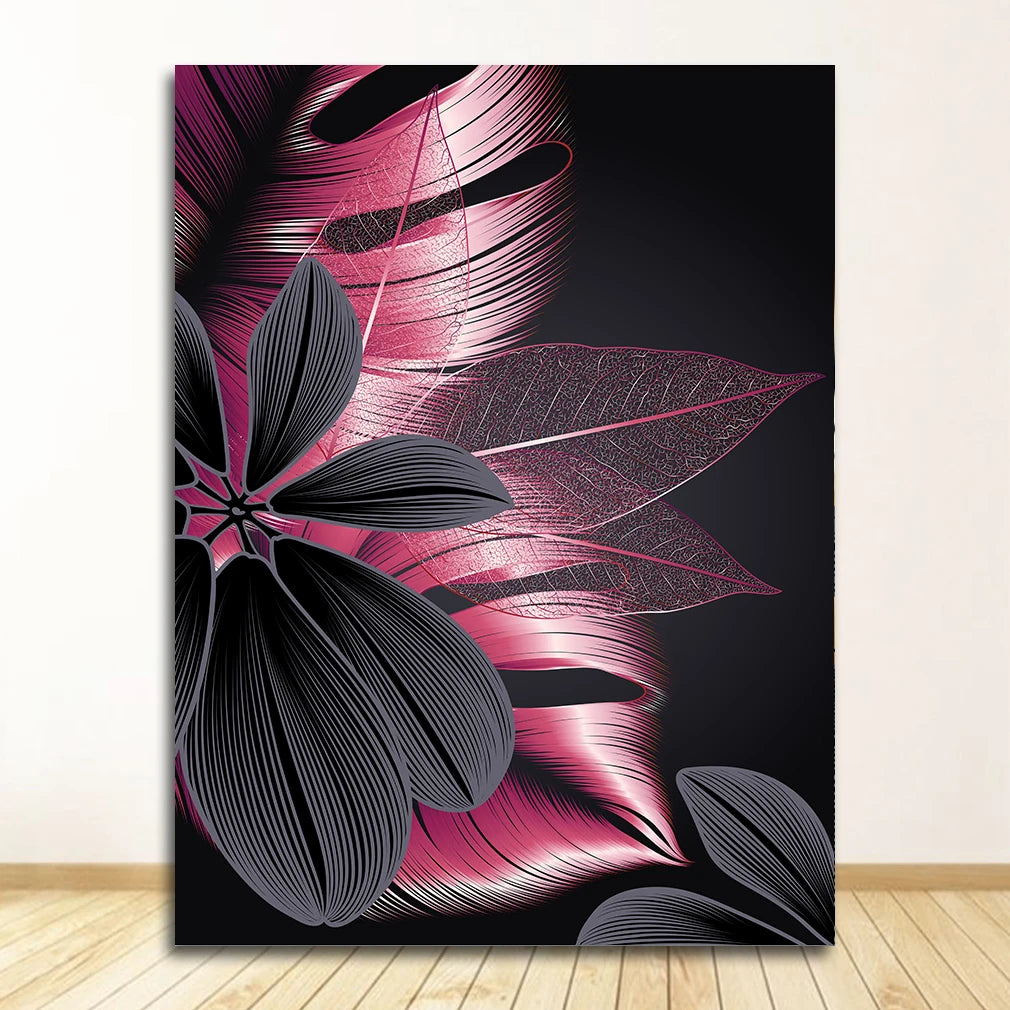 Art Painting Nordic Living Room Decoration Picture Black Golden Plant Leaf Canvas Poster Print Modern Home Decor Abstract Wall