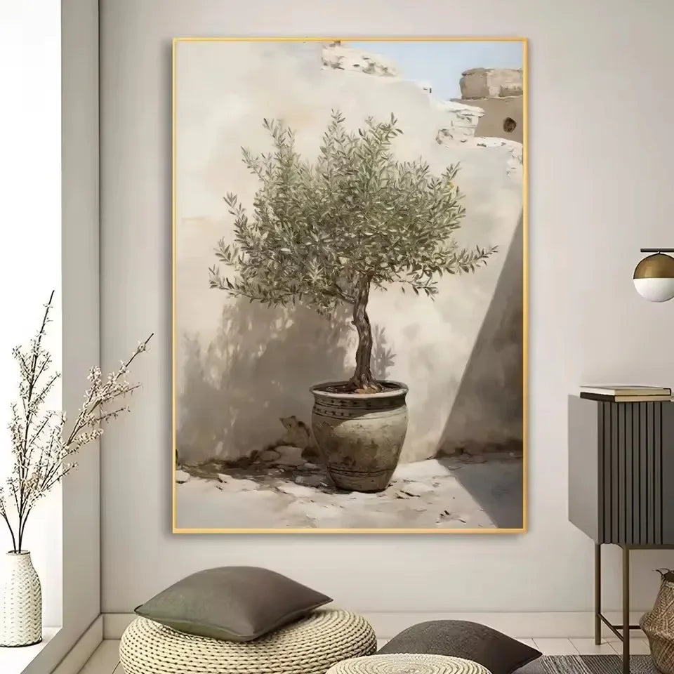 Art Deco Retro Floral Vase Canvas Wall Art Print, Frameless Modern Abstract Flower Poster for Home Decor, Aesthetic Room Decor