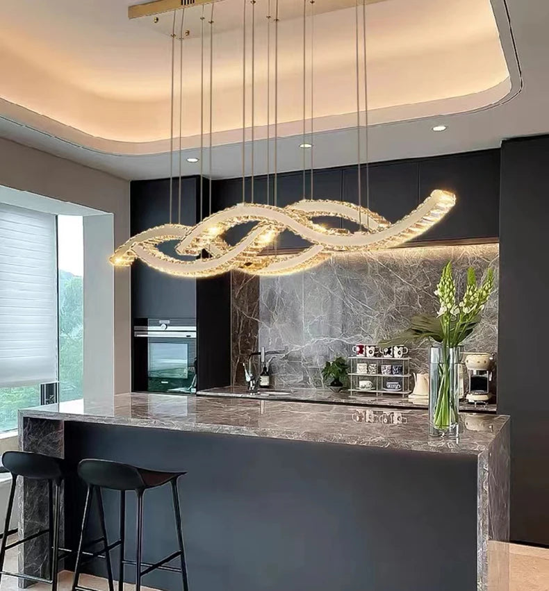 Modern home decoration salon lamps for living room smart crystal Pendant lights dining room indoor lighting