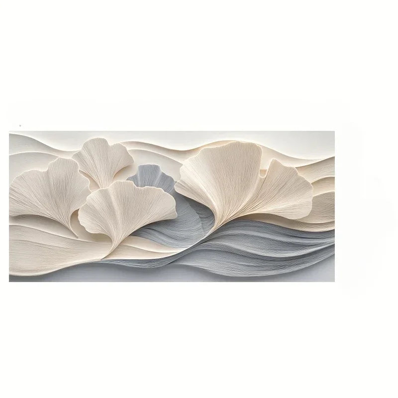 Modern Abstract Leaf Art Canvas Painting, Textured Wall Art Poster, 23.62" x 47.24", Elegant Decor for Bedroom and Living Roo