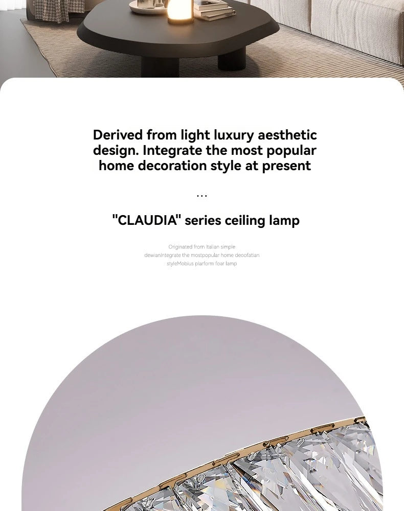 Light Luxury Led Crystal Ceiling Light For Home Decoration Living Room Bedroom Dining Room Kitchen Crystal Lighting Fixtures