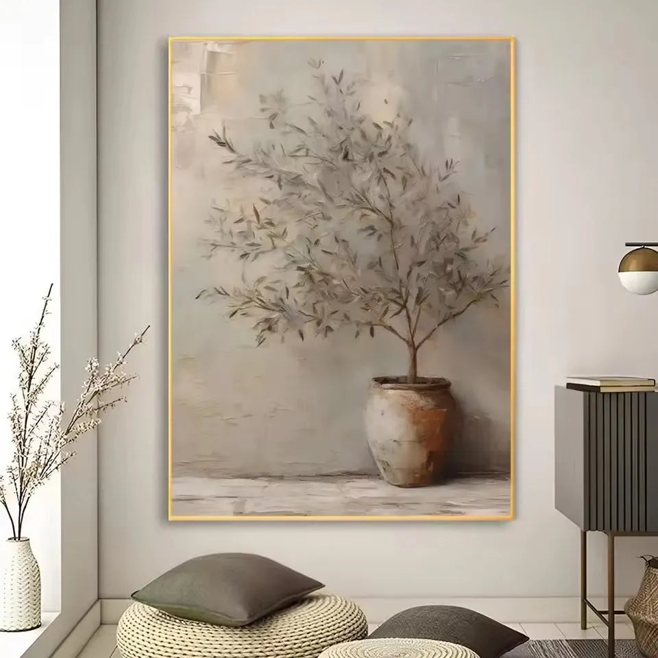 Art Deco Retro Floral Vase Canvas Wall Art Print, Frameless Modern Abstract Flower Poster for Home Decor, Aesthetic Room Decor