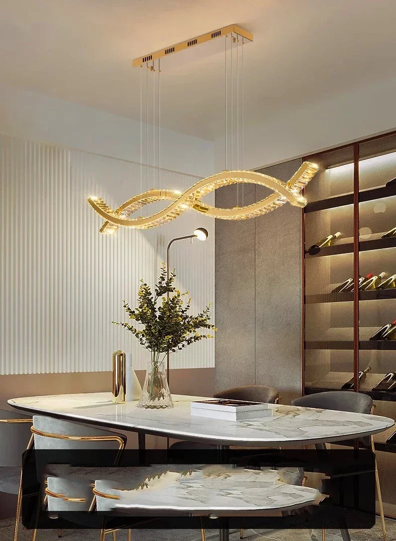 Modern home decoration salon lamps for living room smart crystal Pendant lights dining room indoor lighting