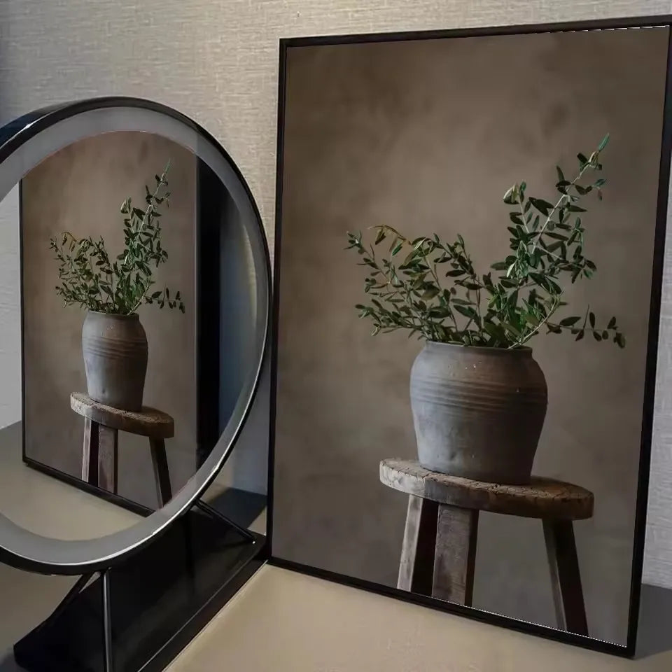 Art Deco Retro Floral Vase Canvas Wall Art Print, Frameless Modern Abstract Flower Poster for Home Decor, Aesthetic Room Decor