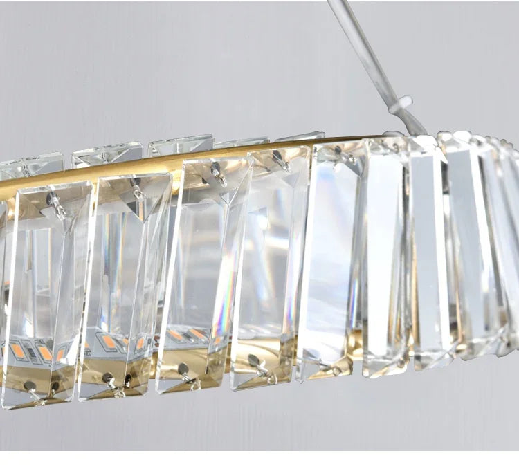 Postmodern Light Luxury Living Room LED Chandelier Round Crystal Ring Design Bedroom Dining Room Modern Circle Light