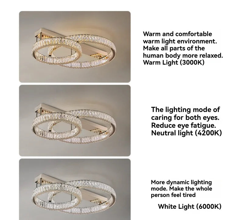 Light Luxury Led Crystal Ceiling Light For Home Decoration Living Room Bedroom Dining Room Kitchen Crystal Lighting Fixtures