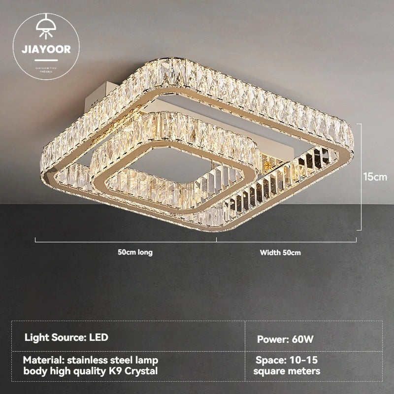 Light Luxury Led Crystal Ceiling Light For Home Decoration Living Room Bedroom Dining Room Kitchen Crystal Lighting Fixtures