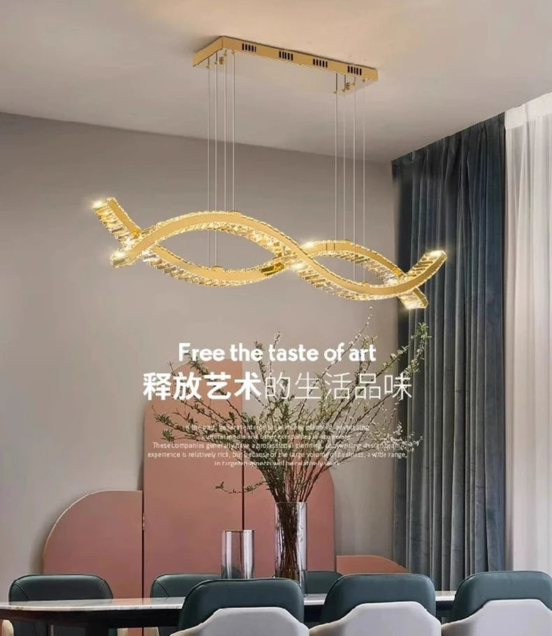 Modern home decoration salon lamps for living room smart crystal Pendant lights dining room indoor lighting