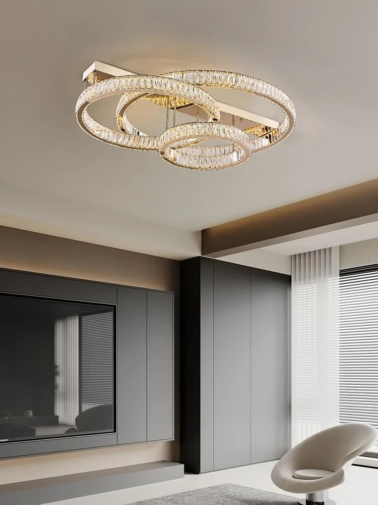 Light Luxury Led Crystal Ceiling Light For Home Decoration Living Room Bedroom Dining Room Kitchen Crystal Lighting Fixtures