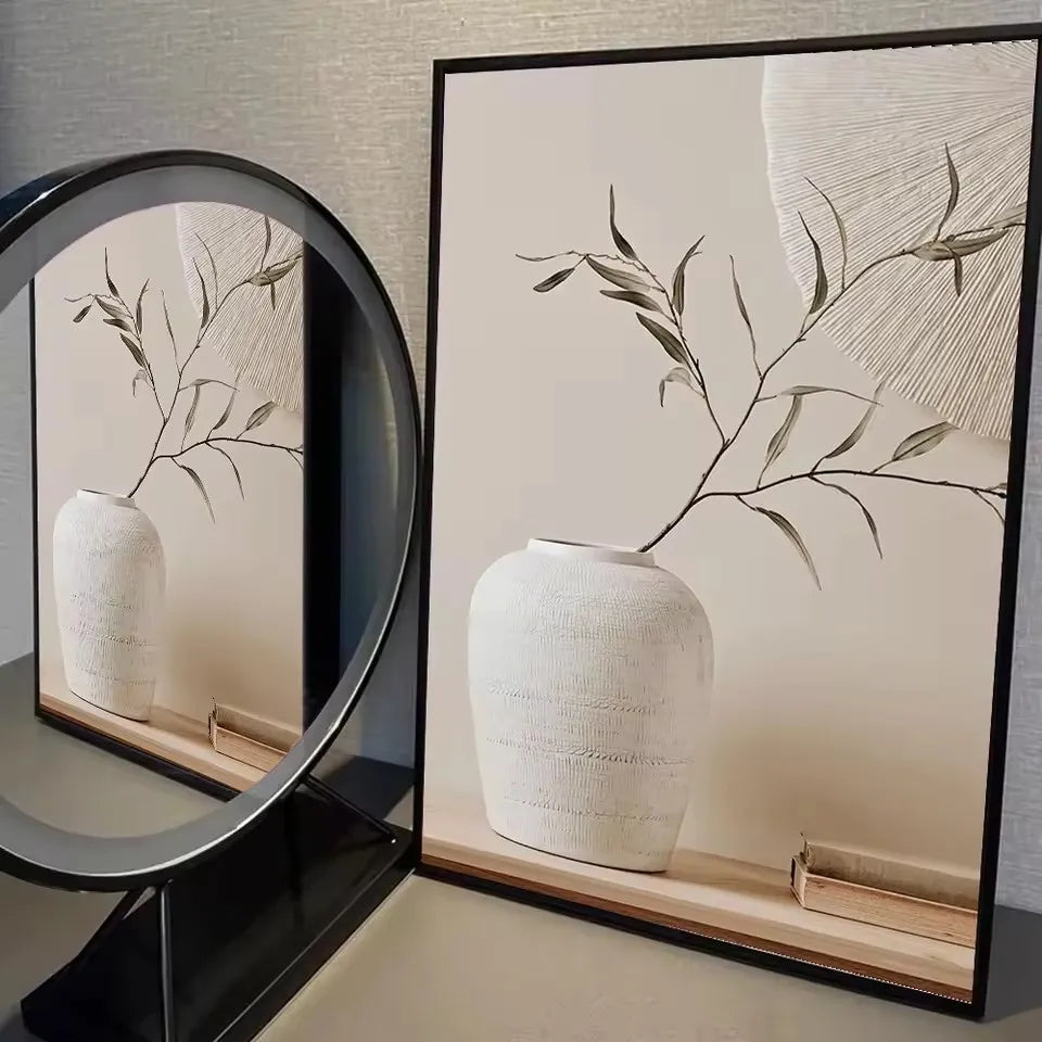 Art Deco Retro Floral Vase Canvas Wall Art Print, Frameless Modern Abstract Flower Poster for Home Decor, Aesthetic Room Decor