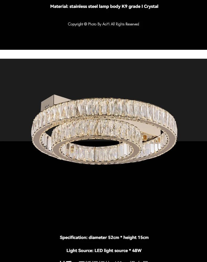 Light Luxury Led Crystal Ceiling Light For Home Decoration Living Room Bedroom Dining Room Kitchen Crystal Lighting Fixtures