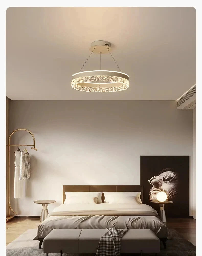 Modern LED Chandelier 1 Ring Pendant Lighting for Kitchen Island 50W Dimmable LED Pendant Ceiling Light Hanging Lamp with Remote