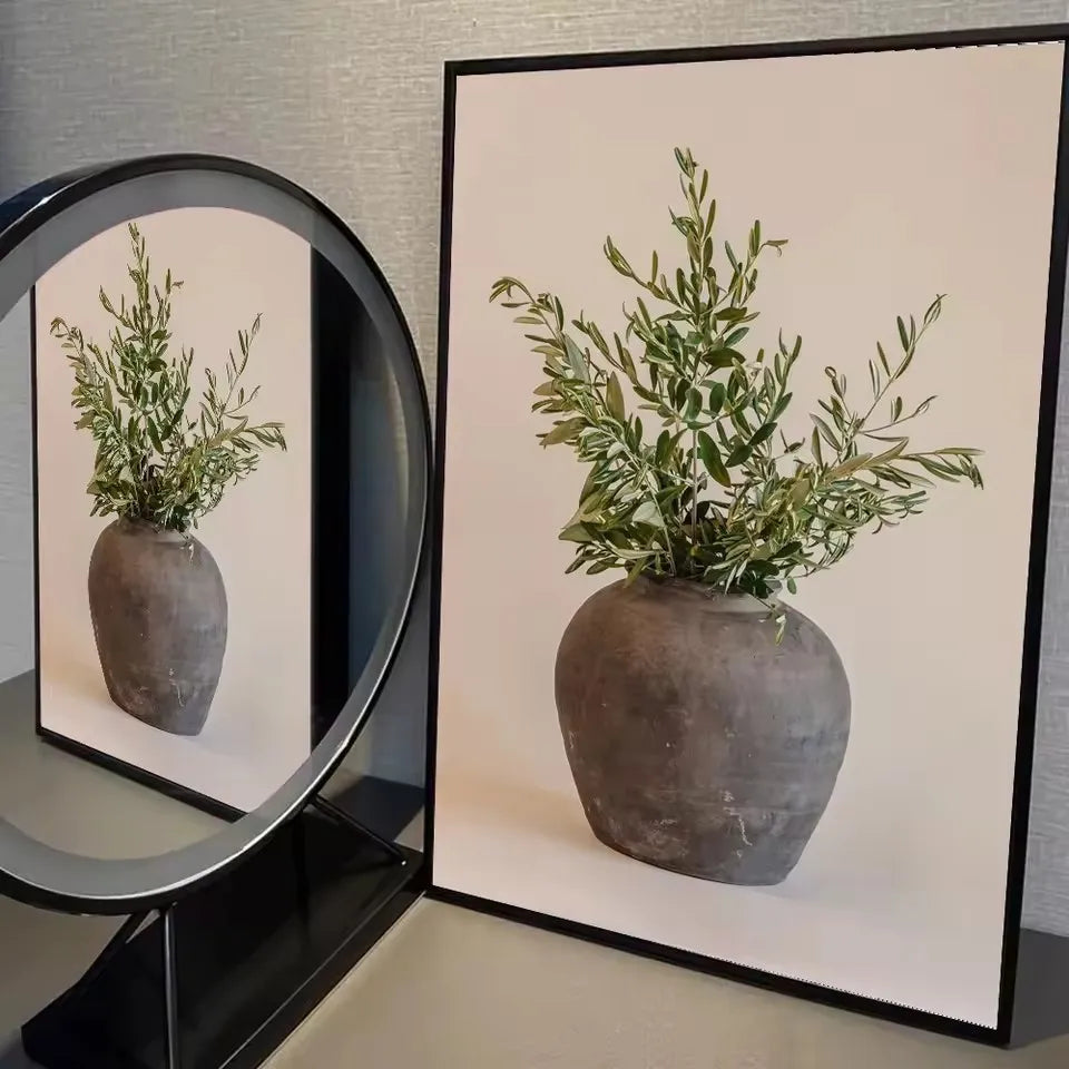 Art Deco Retro Floral Vase Canvas Wall Art Print, Frameless Modern Abstract Flower Poster for Home Decor, Aesthetic Room Decor