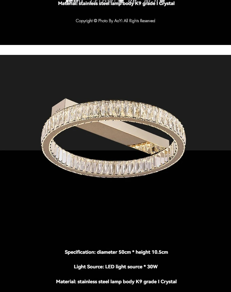 Light Luxury Led Crystal Ceiling Light For Home Decoration Living Room Bedroom Dining Room Kitchen Crystal Lighting Fixtures