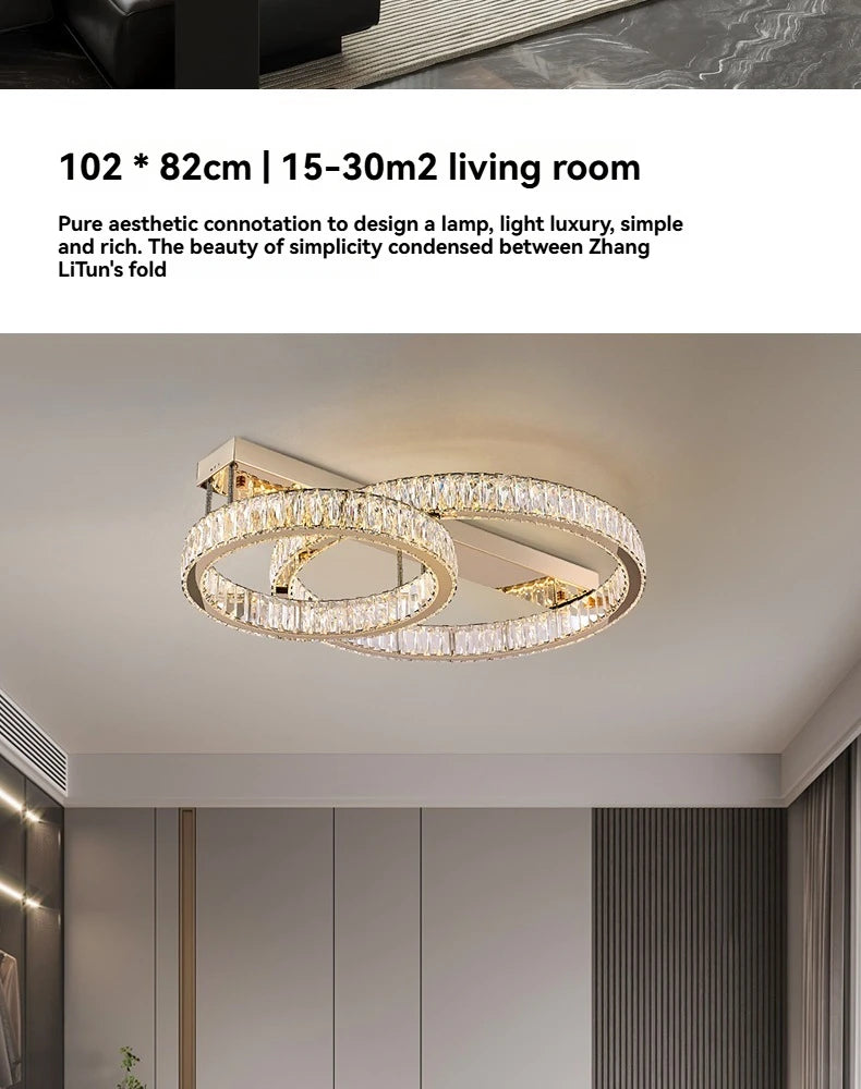 Light Luxury Led Crystal Ceiling Light For Home Decoration Living Room Bedroom Dining Room Kitchen Crystal Lighting Fixtures
