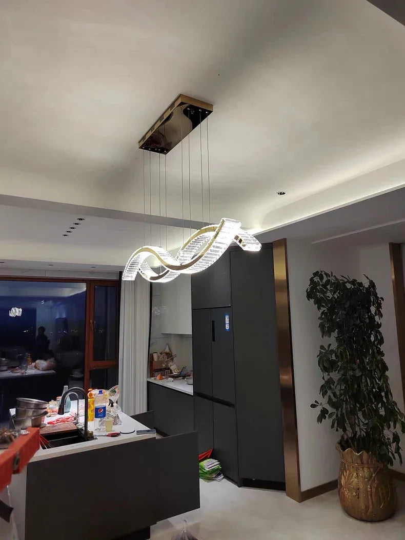 Modern home decoration salon lamps for living room smart crystal Pendant lights dining room indoor lighting