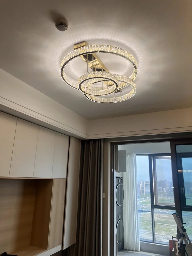 Light Luxury Led Crystal Ceiling Light For Home Decoration Living Room Bedroom Dining Room Kitchen Crystal Lighting Fixtures