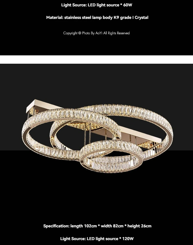 Light Luxury Led Crystal Ceiling Light For Home Decoration Living Room Bedroom Dining Room Kitchen Crystal Lighting Fixtures